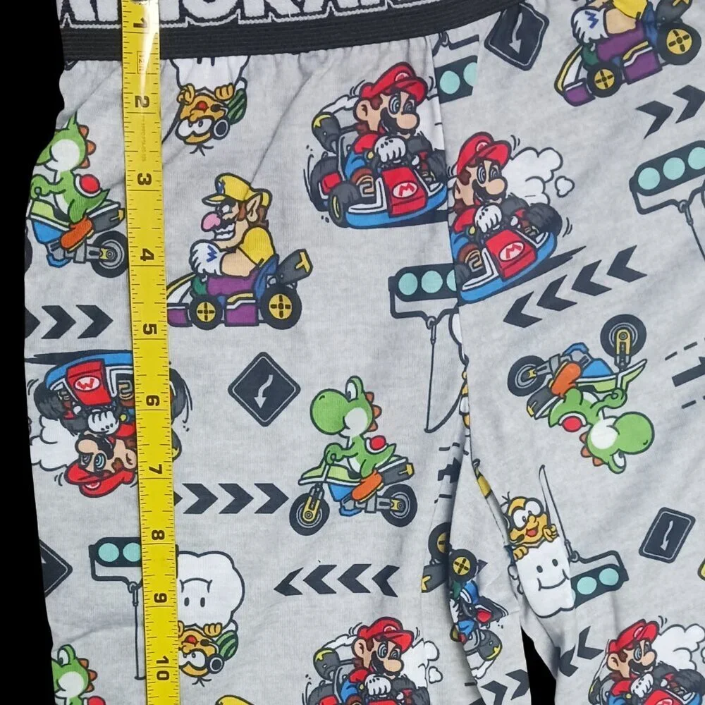 Nintendo Super Mario Boys Sleep Pajama Shorts Size Small 4/5 Mario Kart Wheels